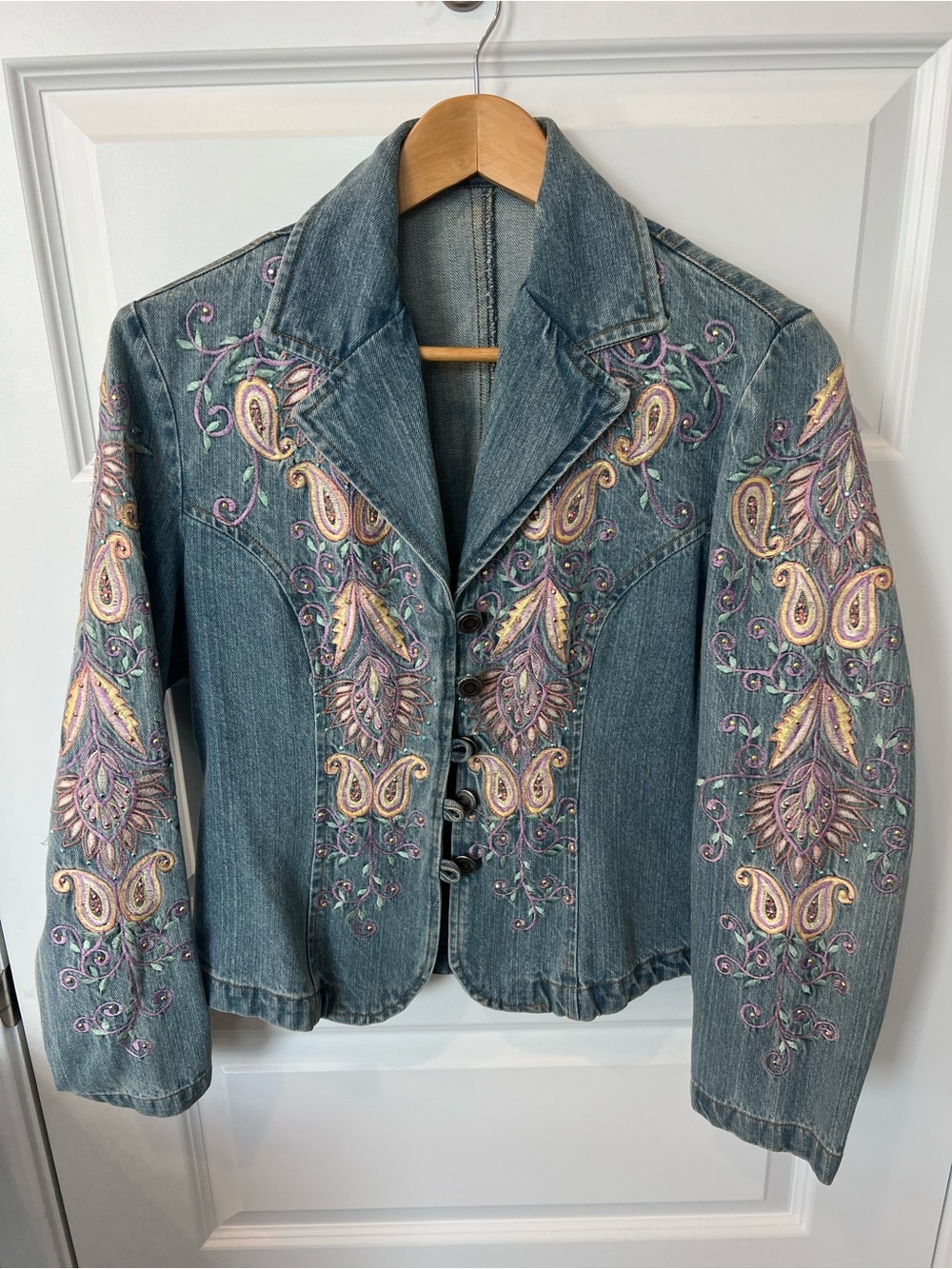 Vintage Gordon James Bling Embroidered Denim Jacket SZ S